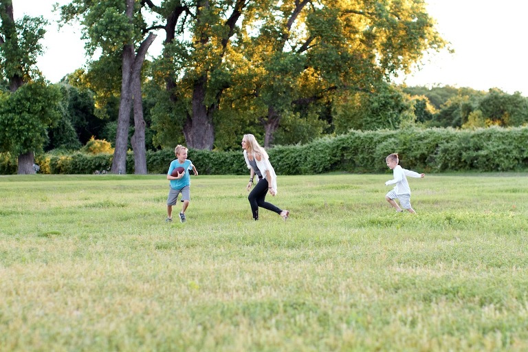 Mom playing football