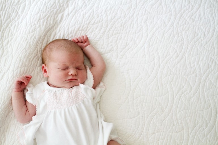 Newborn baby stretching