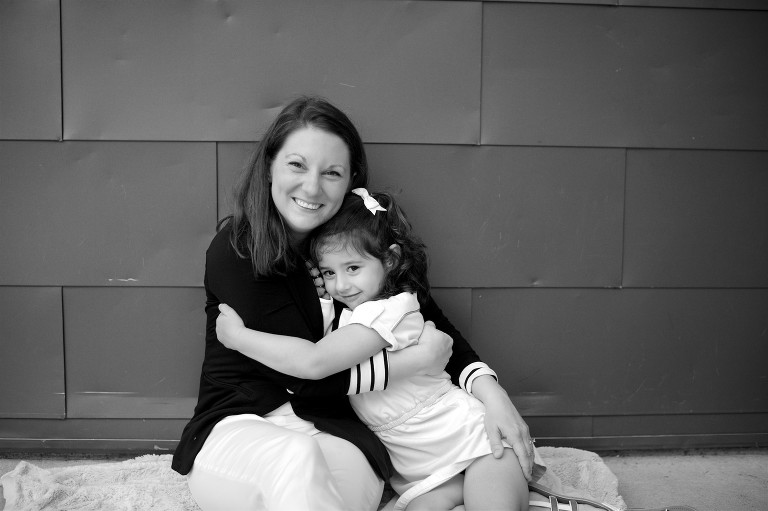 Mom and daughter hugging