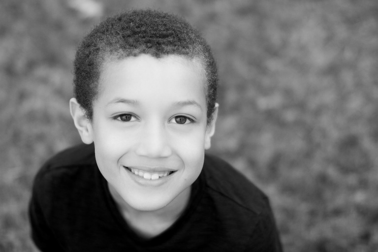 Black and white photo of boy