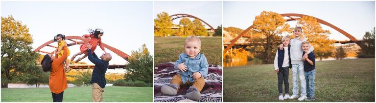 Family photos at the Austin 360 Bridge